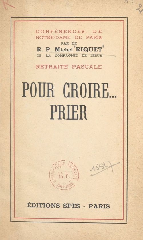 Couverture ebook de Pour croire... prier, de Michel Riquet