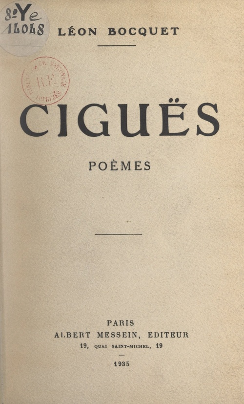 Couverture ebook de Ciguës, de Leon Bocquet