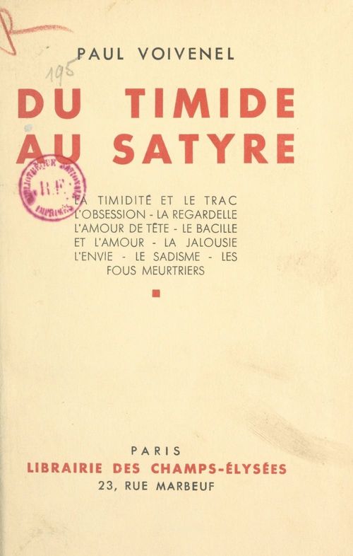 Couverture ebook de Du timide au satyre, de Paul Voivenel