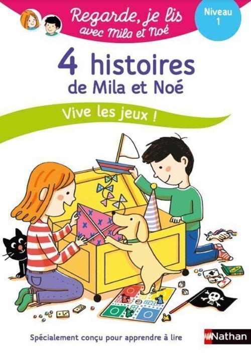 Couverture ebook de Regarde je lis ! 4 histoires de Mila et Noé Vive les jeux Niv 1, de Éric Battut