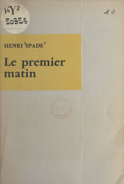 ebook cover of Le premier matin, by Henri Spade