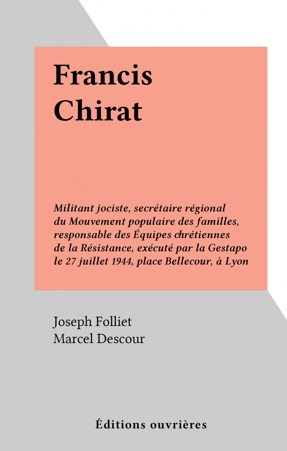 ebook cover of Francis Chirat, by Joseph Folliet