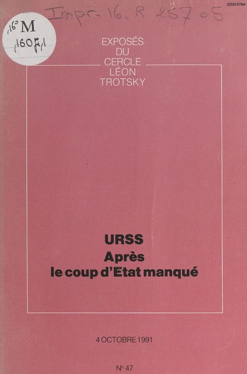 ebook cover of URSS, après le coup d'État manqué, by Cercle Leon Trotsky