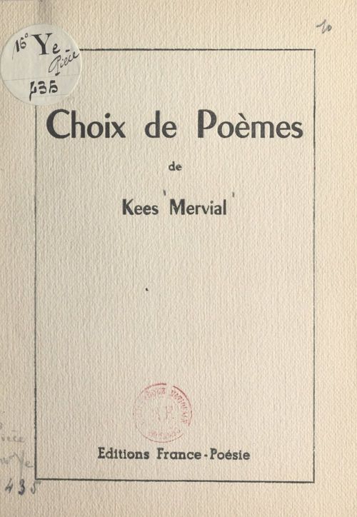Couverture ebook de Choix de poèmes, de Kees Mervial