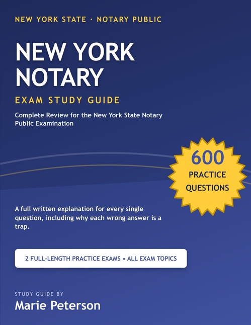 ebook cover of New York Notary Public Exam Study Guide, by Marie Peterson