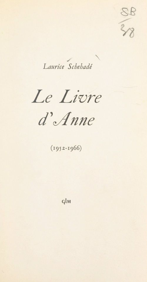 ebook cover of Le livre d'Anne (1952-1966), by Laurice Schehade