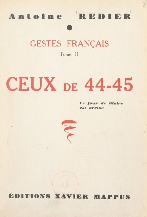 ebook cover of Gestes français (2). Ceux de 44-45, by Antoine Redier