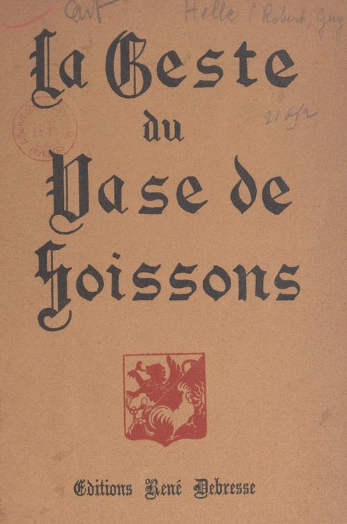 Couverture ebook de La geste du vase de Soissons, de Robert Guy D'Helle