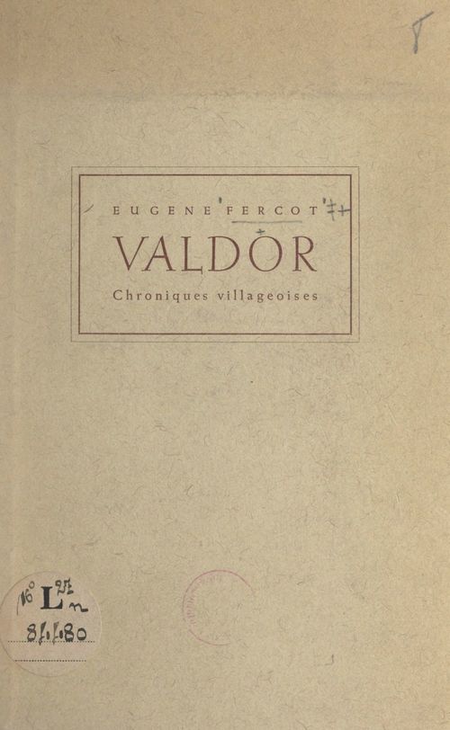 ebook cover of Valdor, by Eugene Fercot