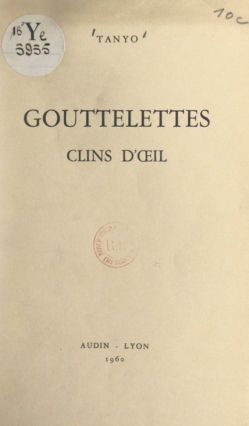 Couverture ebook de Gouttelettes, de Tanyo