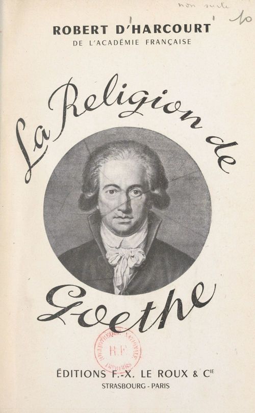 ebook cover of La religion de Goethe, by Robert D'Harcourt