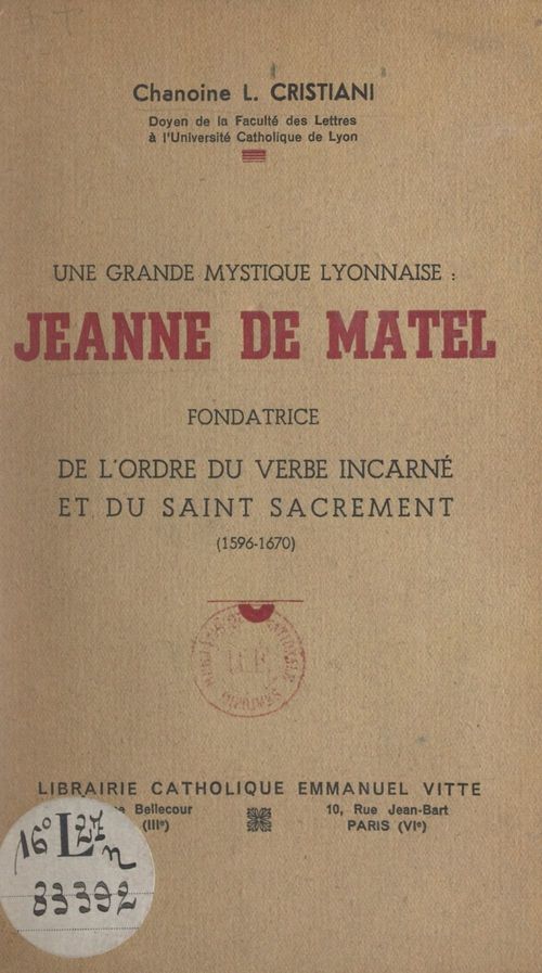 ebook cover of Une grande mystique lyonnaise : Jeanne de Matel, by Leon Cristiani