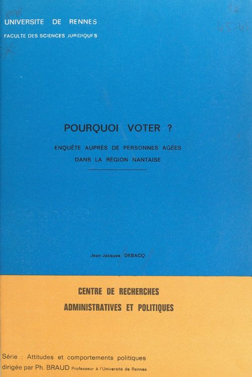 Couverture ebook de Pourquoi voter ?, de Jean-Jacques Debacq