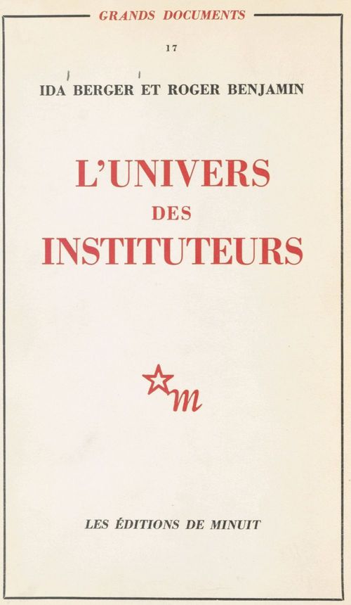 ebook cover of L'univers des instituteurs, by Ida Berger, Roger Benjamin