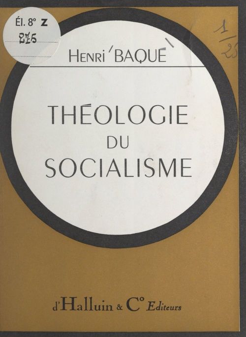 Couverture ebook de Théologie du socialisme, de Henri Baque