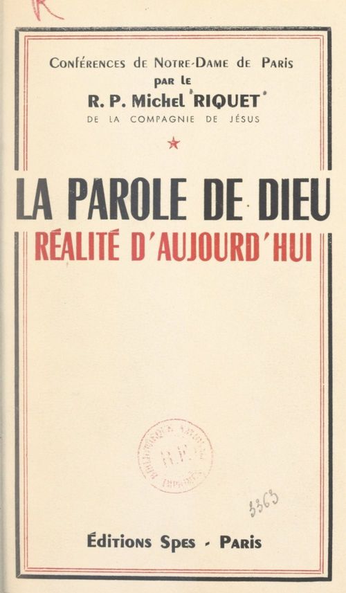 Couverture ebook de La parole de Dieu, réalité d'aujourd'hui, de Michel Riquet