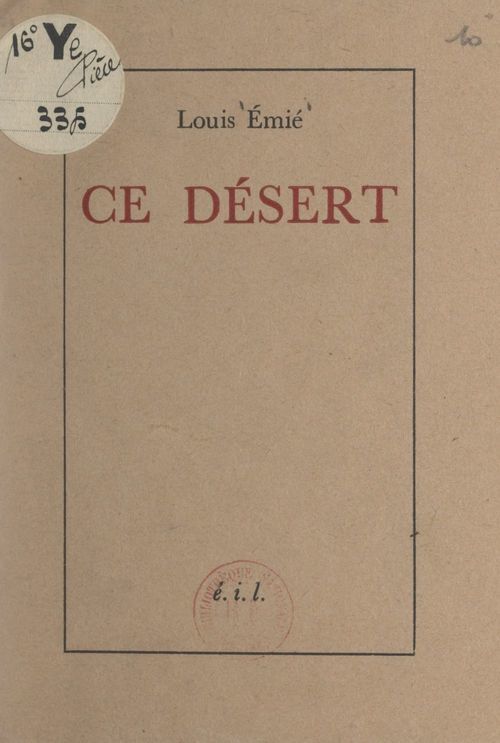 ebook cover of Ce désert, by Louis Emie