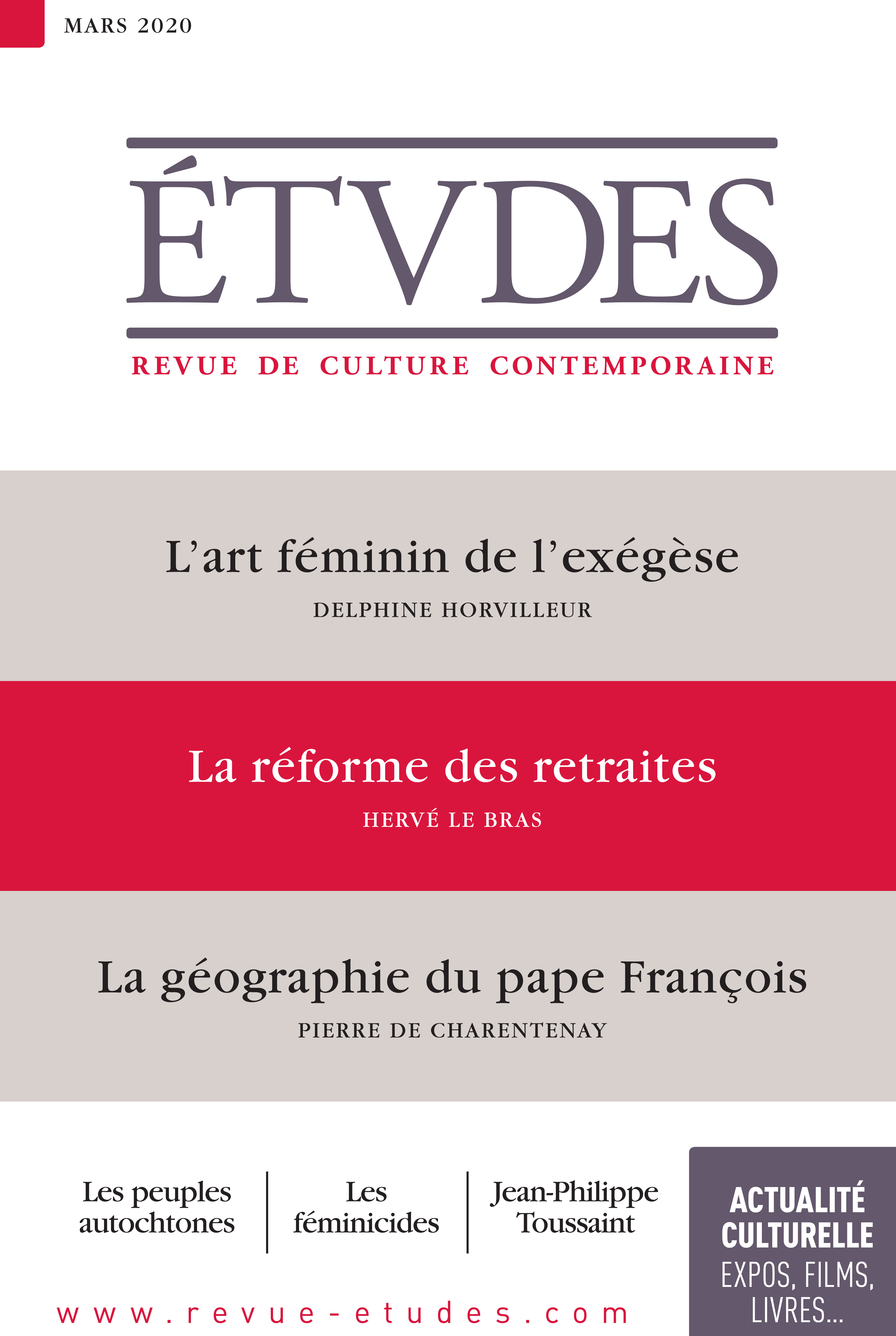 Couverture ebook de Revue Etudes - La réforme des retraites, de Revue études