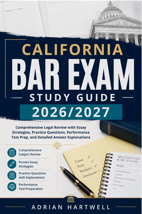 Couverture ebook de CALIFORNIA BAR EXAM STUDY GUIDE 2026/2027, de Adrian Hartwell