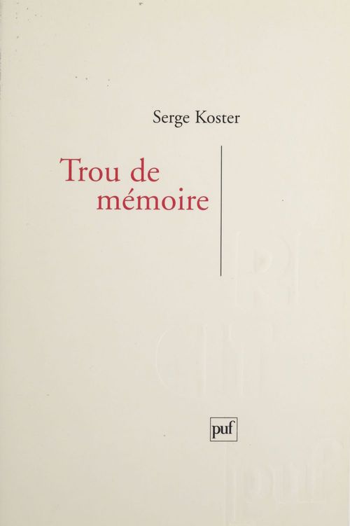 ebook cover of Trou de mémoire, by Serge Koster