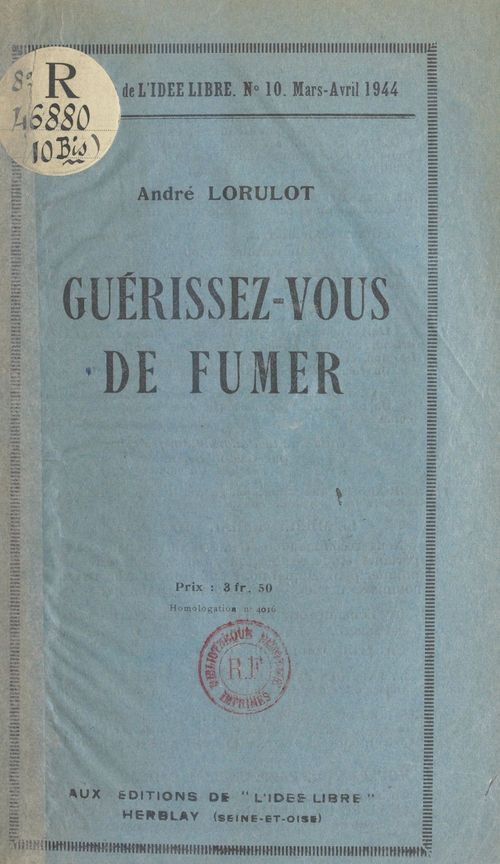 Couverture ebook de Guérissez-vous de fumer, de Andre Lorulot