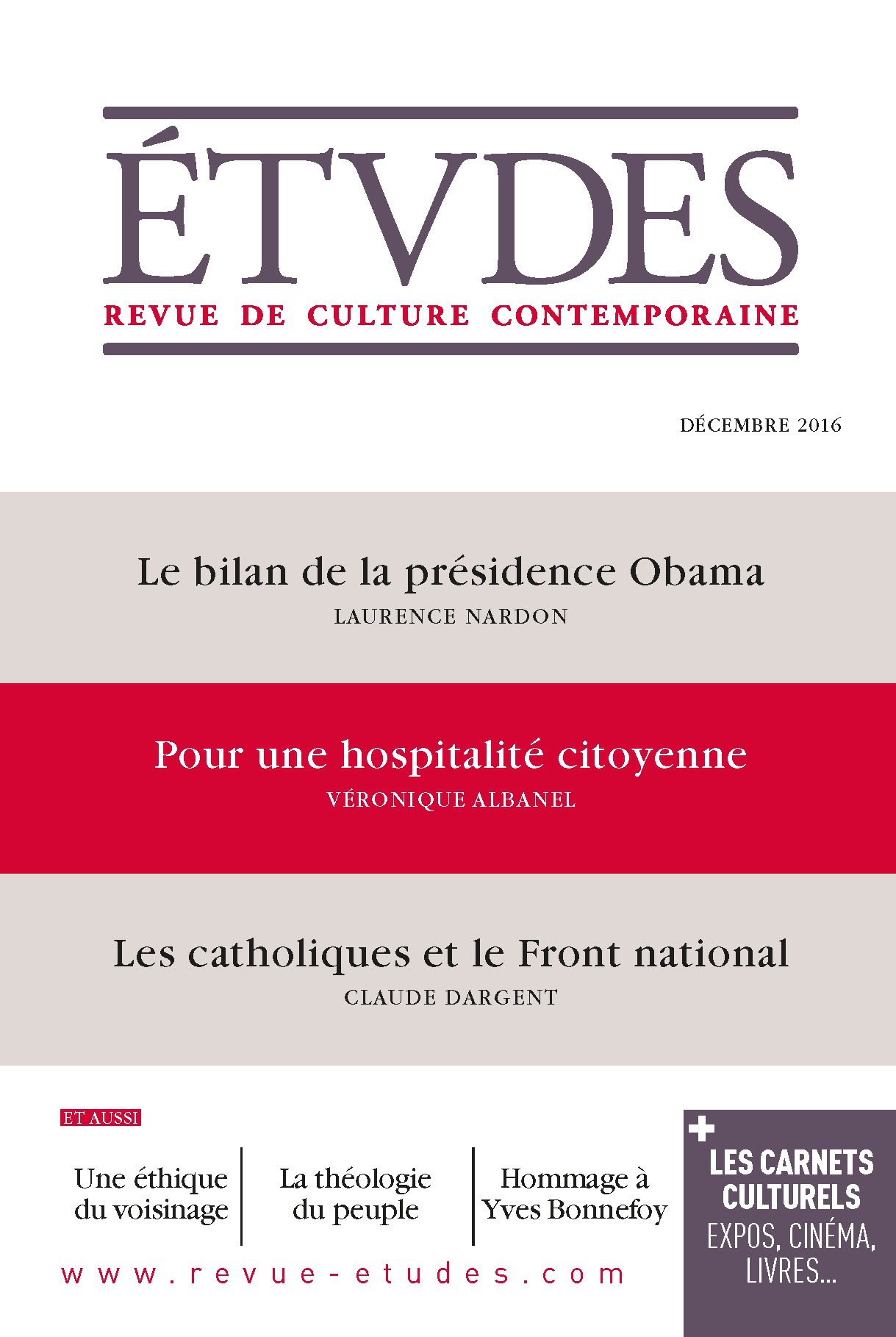 Couverture ebook de Etudes n°4233 - décembre 2016, de Revue études