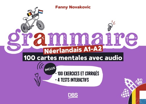 Couverture ebook de Grammaire A1-A2 - Néerlandais :  100 cartes mentales avec audio, de Fanny Novakovic