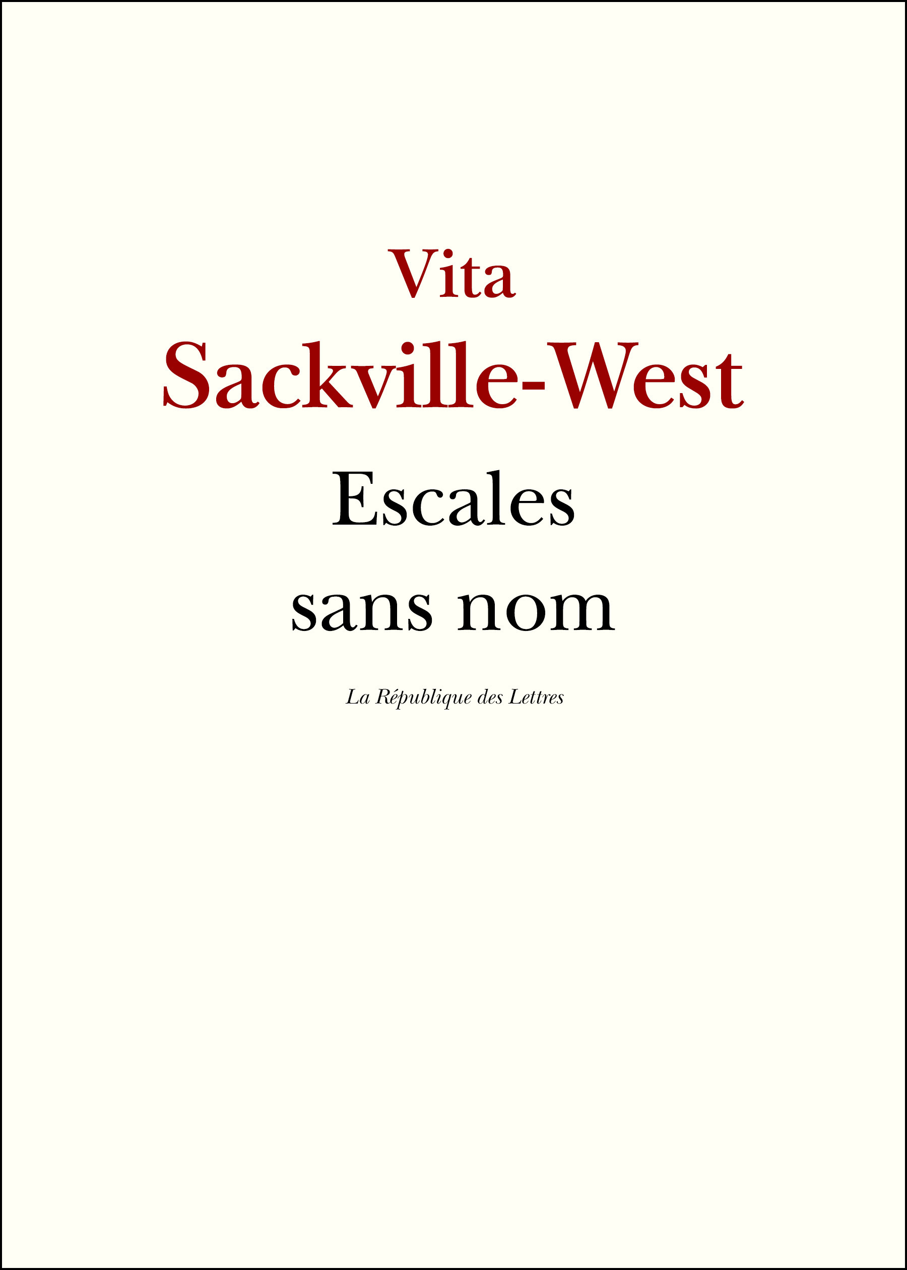 Couverture ebook de Escales sans nom, de Vita Sackville-West