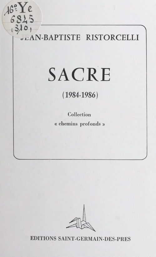Couverture ebook de Sacre (1984-1986), de Jean-Baptiste Ristorcelli