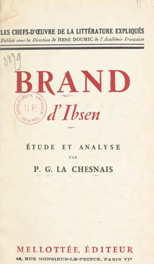 ebook cover of Brand, d'Ibsen, by P.-G. La Chesnais
