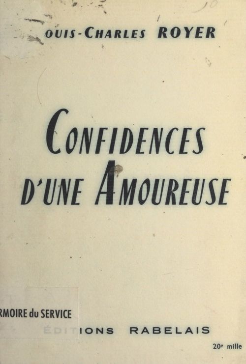 Couverture ebook de Confidences d'une amoureuse, de Louis-Charles Royer