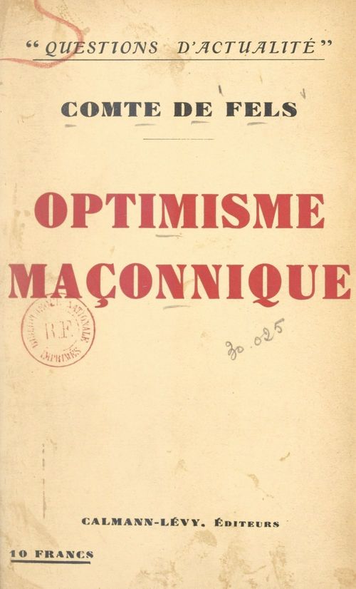 ebook cover of Optimisme maçonnique, by Edmond De Fels