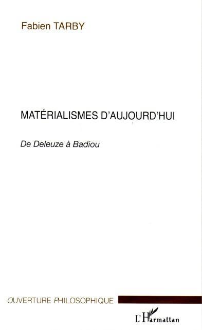 Couverture ebook de Matérialismes d'aujourd'hui, de Fabien Tarby