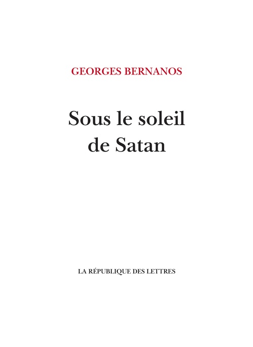 ebook cover of Sous le soleil de Satan, by Georges Bernanos