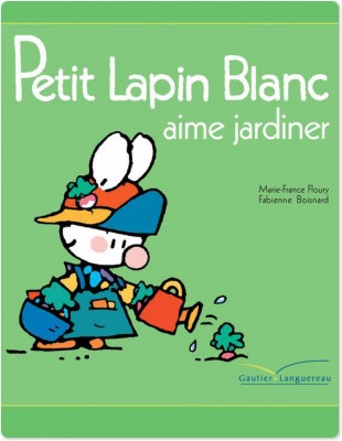 Couverture ebook de Petit lapin blanc aime jardiner, de Marie-France Floury