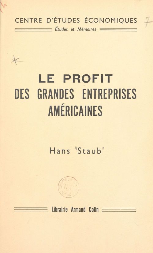 Couverture ebook de Le profit des grandes entreprises américaines, de Hans Staub
