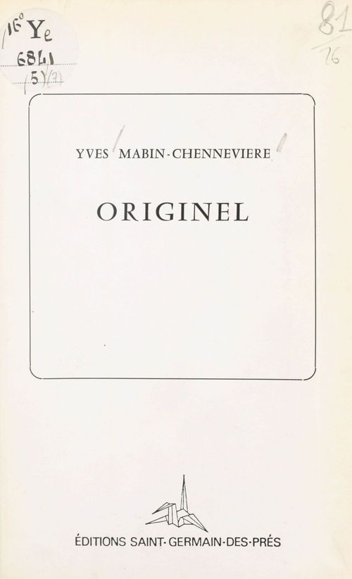 Couverture ebook de Originel, de Yves Mabin Chenneviere