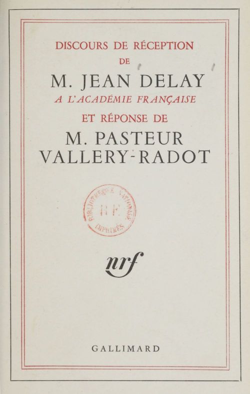 ebook cover of Discours de réception de M. Jean Delay à l'Académie française, by Jean Delay