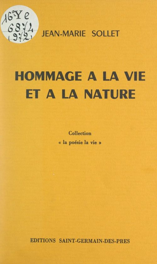 Couverture ebook de Hommage à la vie et à la nature, de Jean-Marie Sollet