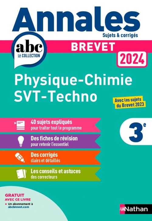 ebook cover of Annales ABC du Brevet 2024 - Physique-Chimie - SVT - Technologie 3e - Sujets et corrigés + fiches de révisions - EPUB, by Nicolas Coppens, Olivier Doerler, Sébastien Guivarc'h, Laurent Lafond, Arnaud Lopin