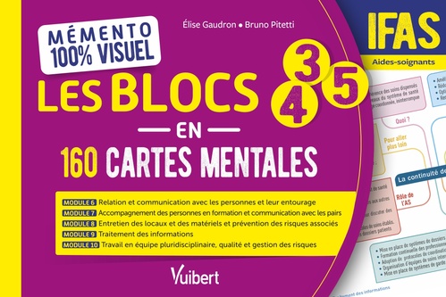 Couverture ebook de Mémento 100% visuel - Les blocs 3, 4 et 5 en 160 cartes mentales - IFAS, de Elise  Gaudron, Bruno Pitetti