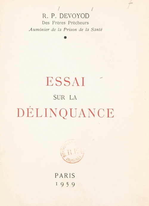 ebook cover of Essai sur la délinquance, by Jean-Jacques Devoyod