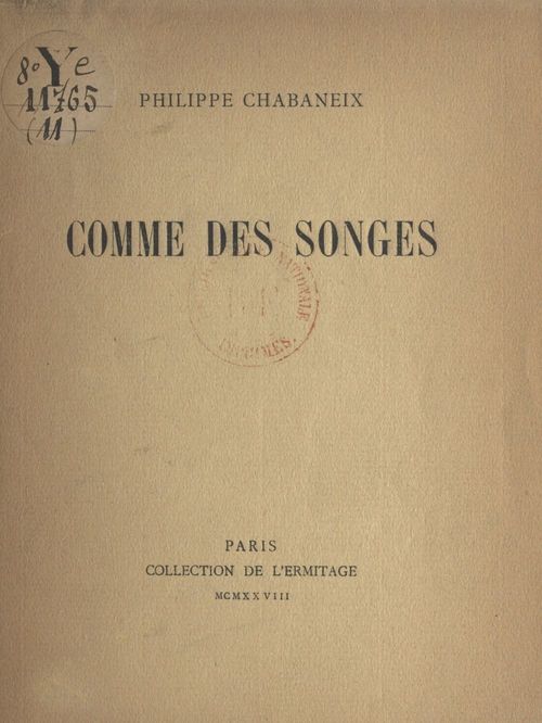 Couverture ebook de Comme des songes, de Philippe Chabaneix