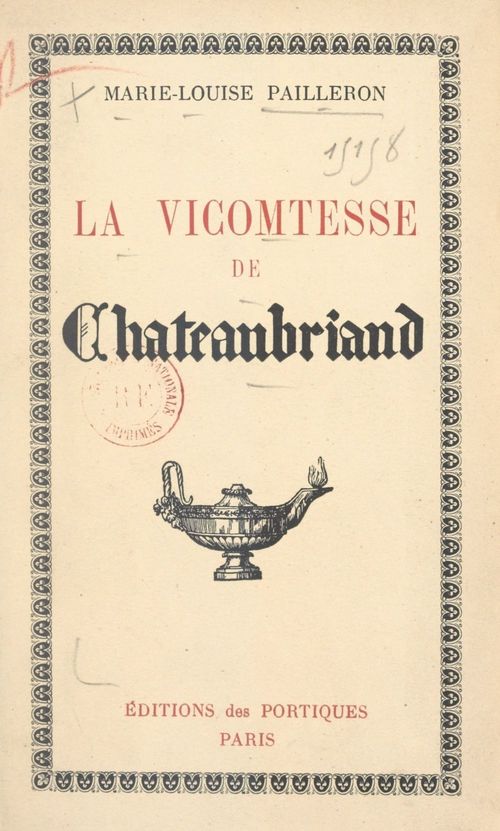 ebook cover of La vicomtesse de Chateaubriand, by Marie-Louise Pailleron