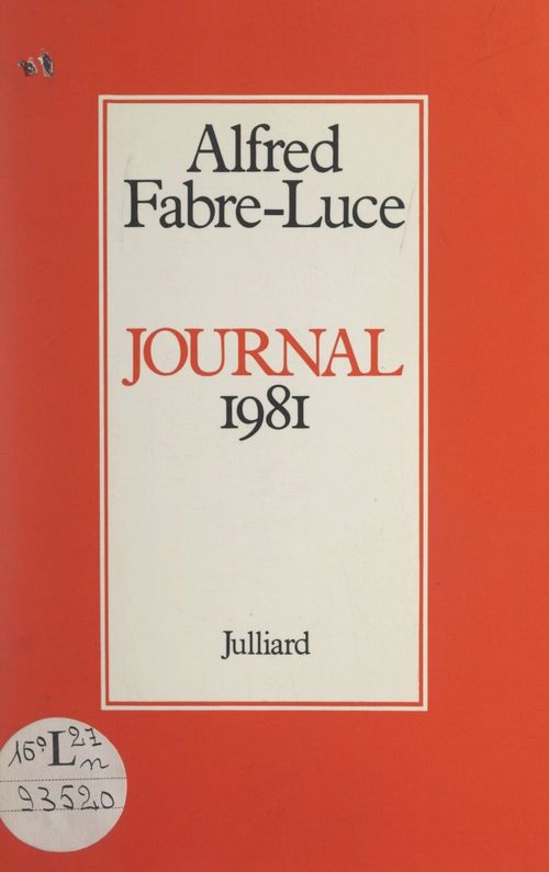 Couverture ebook de Journal 1981, de Alfred Fabre-luce