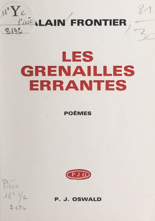 ebook cover of Les grenailles errantes, by Alain Frontier