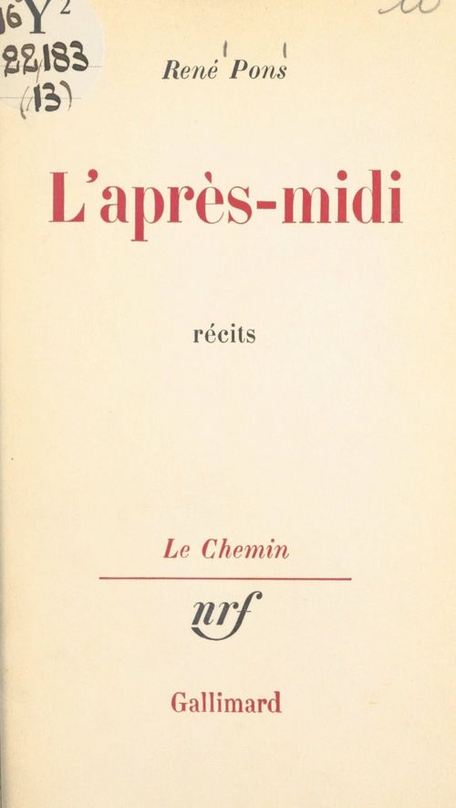 Couverture ebook de L'après-midi, de René Pons