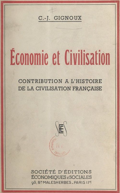 ebook cover of Économie et civilisation, by Claude-Joseph Gignoux