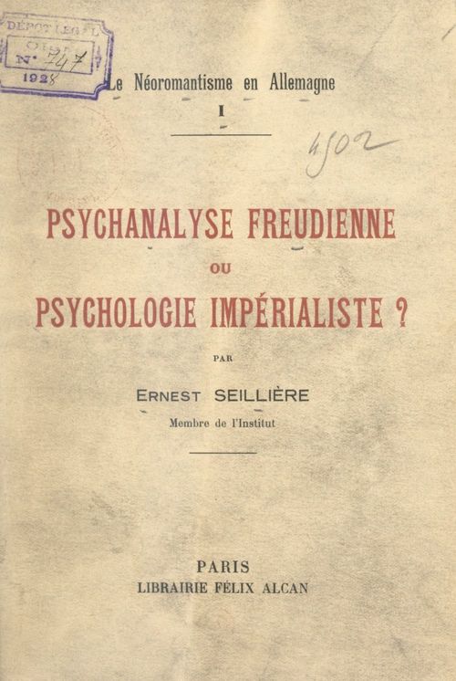 ebook cover of Le néoromantisme en Allemagne (1). Psychanalyse freudienne ou psychologie impérialiste ?, by Ernest Seilliere