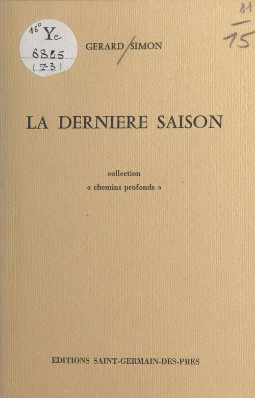 ebook cover of La dernière saison, by Gerard Simon